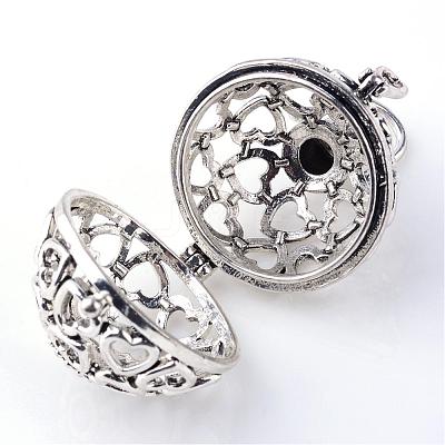 Rack Plating Brass Cage Pendants KK-S751-013AS-1