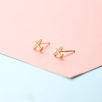 Brass Micro Pave Clear Cubic Zirconia Stud Earrings FS-WGE47D1-15-1