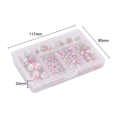 497Pcs 5 Style Rainbow ABS Plastic Imitation Pearl Beads OACR-YW0001-09C-1