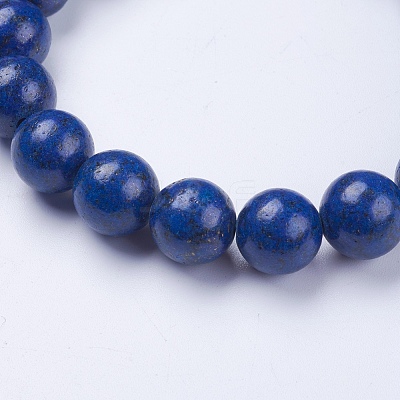 Natural Lapis Lazuli Beaded Stretch Bracelets BJEW-I253-10mm-09-1