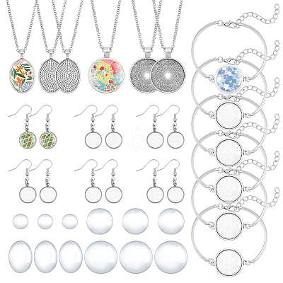 DIY Brass Dangle Earring & Iron Chain Necklaces & Alloy Bangle Making Kits SJEW-UN00001-1
