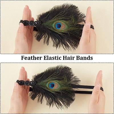 Alloy & Rubber & Rhinestone & Feathers & Seed Glass & Plastic Headbands OHAR-WH20011-15A-1
