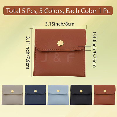 5Pcs 5 Colors PU Imitation Leather Jewelry Storage Bags ABAG-CL0001-04A-1