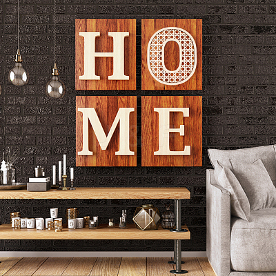 Hollow Wooden 3D Letter Wall Stickers HJEW-WH0043-57O-1