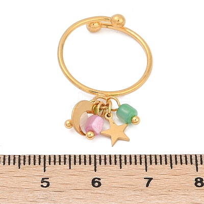 304 Stainless Steel Shell Cuff Rings for Women RJEW-U045-01G-1