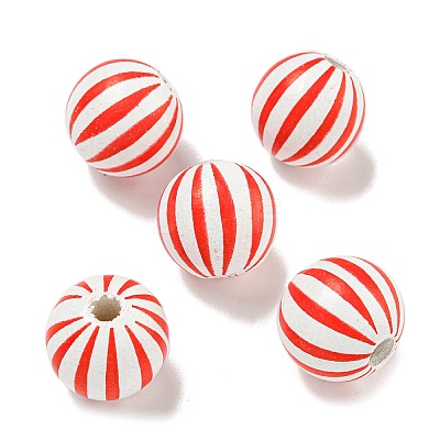 Printed Wood European Beads WOOD-G022-14C-1