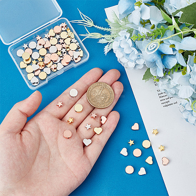 90Pcs 9 Style Brass Beads KK-PH0005-35-1