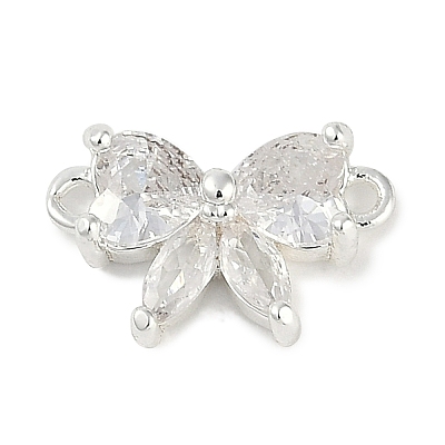 Brass Clear Cubic Zirconia Connector Charms KK-I719-03S-1