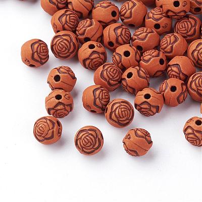 Imitation Wood Acrylic Beads SACR-Q186-10-1