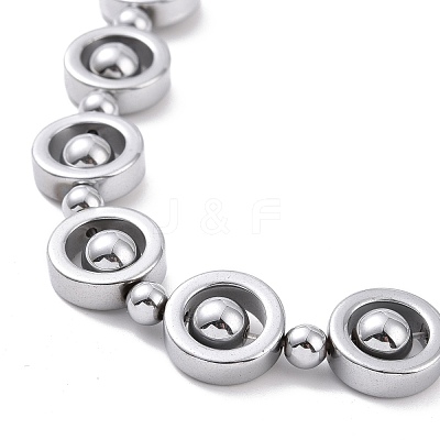 Synthetic Hematite & Brass Column Beaded Necklace with Magnetic Clasps NJEW-G047-01A-1