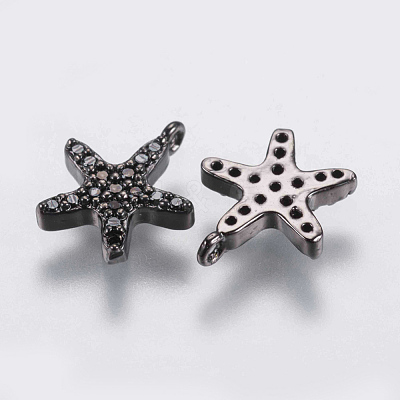 Brass Micro Pave Cubic Zirconia Charms ZIRC-G132-53B-1