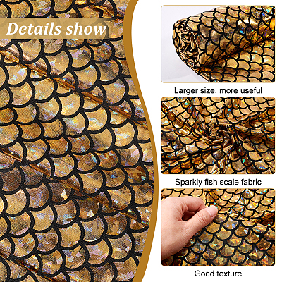 Sparkly Hologram Spandex Mermaid Printed Fish Scale Fabric AJEW-WH0314-30D-1