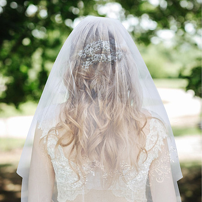 Nylon Mesh Bridal Veils with Hair Comb AJEW-WH0258-993-1