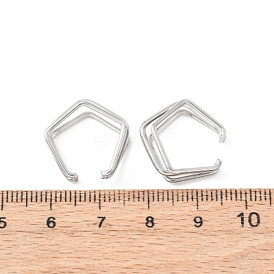 304 Stainless Steel Triple Pentagon Cuff Earrings EJEW-K268-88P-1