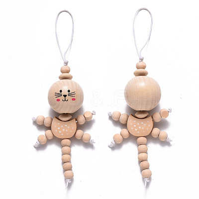 Natural Wood Pendant Decorations HJEW-S002-003C-1
