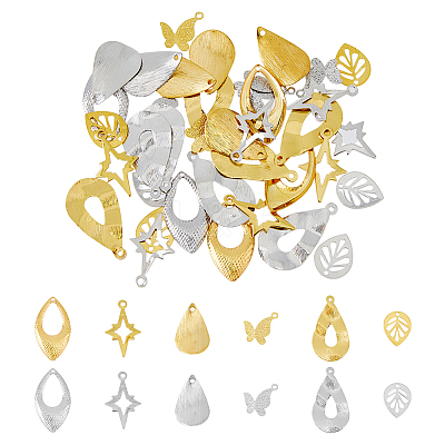 48Pcs 12 Style Rack Plating Brass Pendants KK-FH0006-68-1
