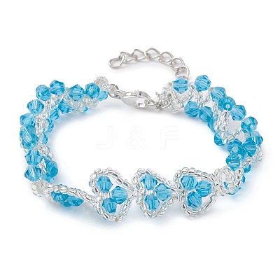 Heart Glass Seed Beaded Bracelets for Women BJEW-JB10268-1