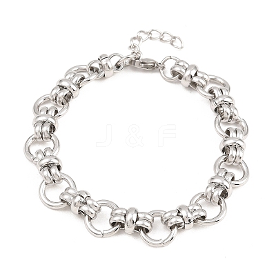 304 Stainless Steel Ring Link Chain Bracelets for Women Men BJEW-H643-10P-1