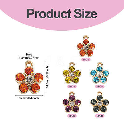 25Pcs 5 Colors Alloy with Rhinestone Pendants FIND-TA0009-29-1