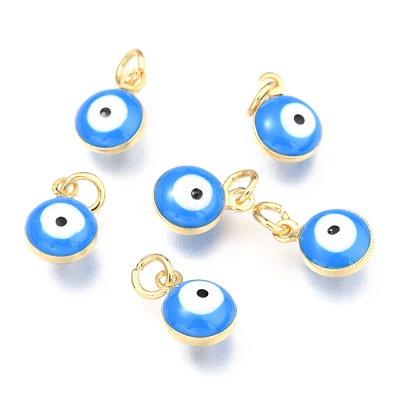 Brass Enamel Charms KK-B024-02G-1