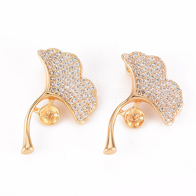 Brass Micro Pave Clear Cubic Zirconia Peg Bails Pendants KK-T062-93G-NF-1