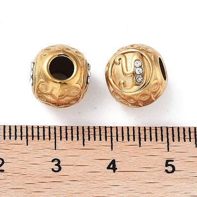 Ion Plating(IP) 304 Stainless Steel Rhinestone European Beads STAS-A092-10Y-G-1