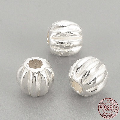 925 Sterling Silver Corrugated Beads X-STER-S002-14-3mm-1