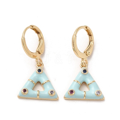 Triangle Golden Brass Dangle Leverback Earrings EJEW-L268-030G-03-1