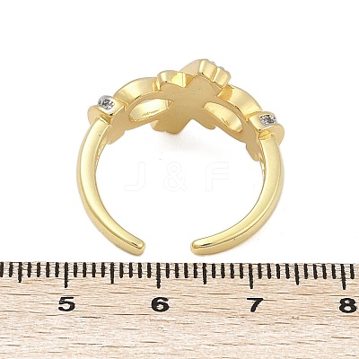 Brass Micro Pave Cubic Zirconia Open Cuff Ring for Women RJEW-F177-03GP-13-1