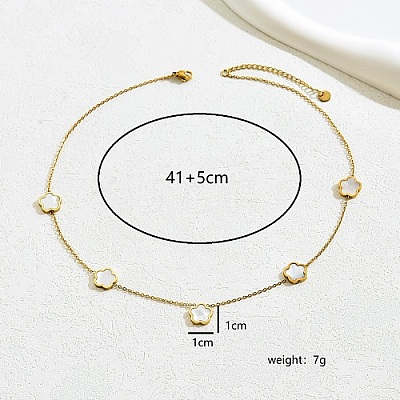Golden 201 Stainless Steel Flower Pendant Necklace for Women WB0068-1-1