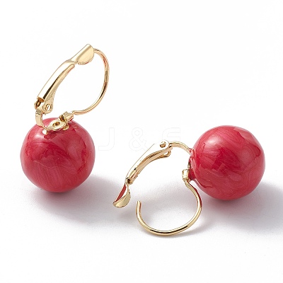 Brass Enamel Leverback Earrings EJEW-A093-11G-1