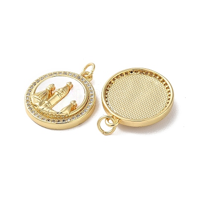 Brass Micro Pave Clear Cubic Zirconia Pendants KK-B083-20G-03-1
