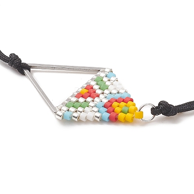 Glass Seed Braided Triangle Braided Bead Bracelet BJEW-MZ00026-02-1