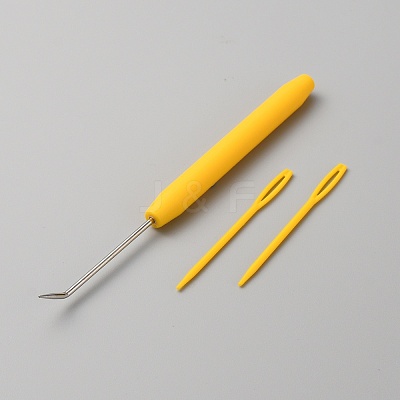 Plastic & Iron Bent Tip Crochet Needle TOOL-WH0159-06A-1