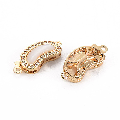 Brass Micro Pave Clear Cubic Zirconia Fishhook Clasps KK-S356-424-NF-1