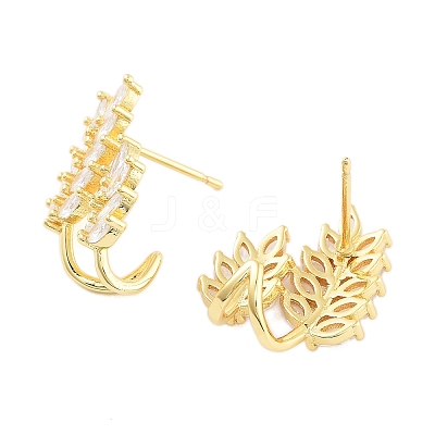 Rack Plating Leaf Brass Stud Earrings EJEW-N055-30G-RS-1