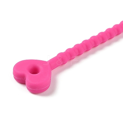 Heart Shape Silicone Cable Zip Ties AJEW-C034-02I-1