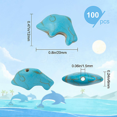 100Pcs Synthetic Turquoise Beads G-SC0002-34A-1