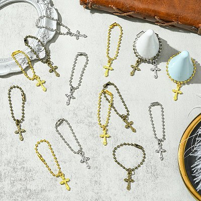 60Pcs 3 Colors Alloy Cross Pendant Decoration HJEW-YW00042-1