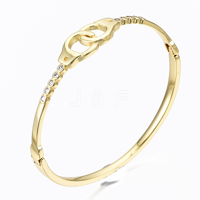 Brass Micro Pave Clear Cubic Zirconia Bangles BJEW-T018-02G-NF-1