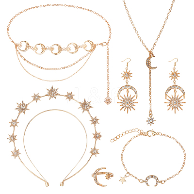 Moon & Star & Sun Rhinestone Jewelry Set SJEW-AN0001-53-1