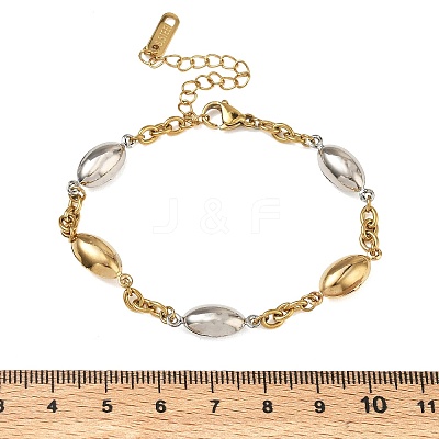 Two Tone Horse Eye 304 Stainless Steel Link Bracelets for Women BJEW-A169-13GP-1