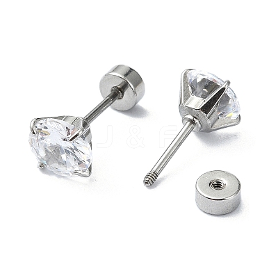 304 Stainless Steel Crystal Rhinestone Ear False Plugs STAS-C089-04D-P-1
