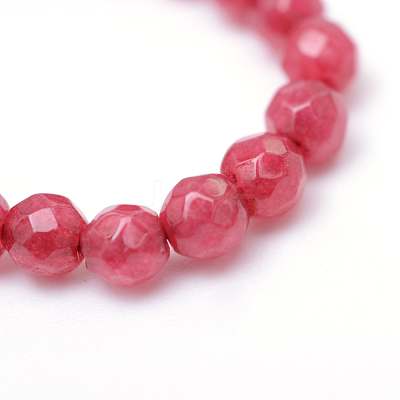 Faceted Round Dyed Natural White Jade Bead Strands X-G-R344-3mm-12-1