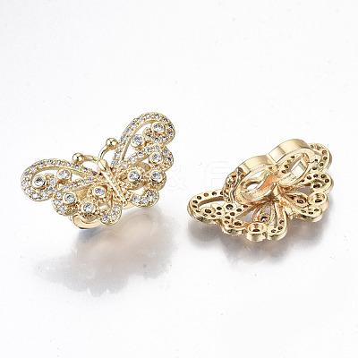 Brass Micro Pave Clear Cubic Zirconia Pendants KK-T062-31G-NF-1