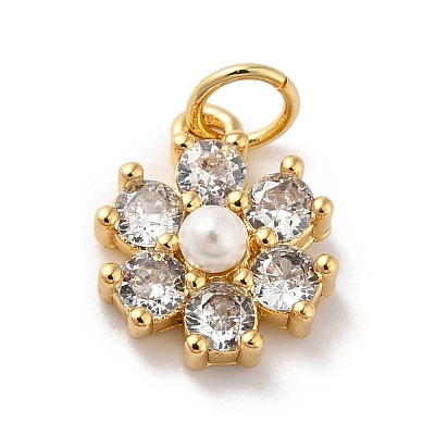 Rack Plating Brass Micro Pave Cubic Zirconia Charms KK-A160-22G-1