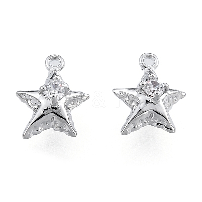 Brass Pave Clear Cubic Zirconia Charms KK-L207-001P-1