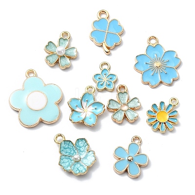 60Pcs 10 Styles Alloy Enamel Pendants FIND-CJ0002-33-1