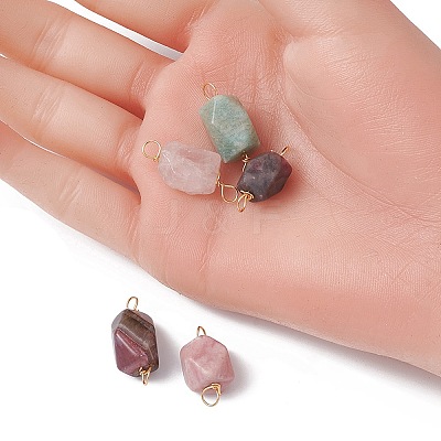 Natural Mixed Stone Connector Charms PALLOY-YW0001-50-1