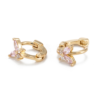 Butterfly Sparkling Cubic Zirconia Hoop Earrings for Girl Women EJEW-H126-26G-B-1
